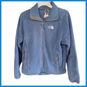 The North Face Womens Fleece Jacket Blue Zip‎ Up Pockets Size S